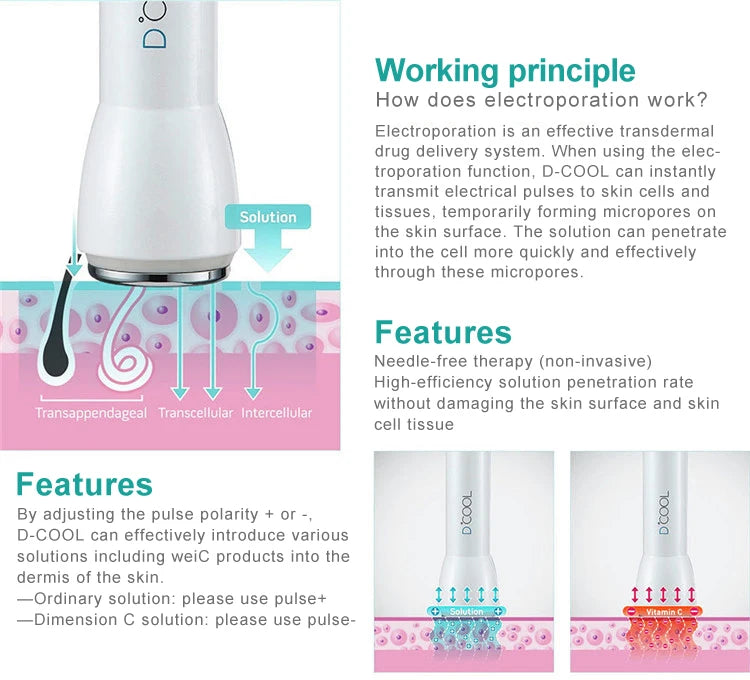 Portable DCool Electroporation Facial  Machine