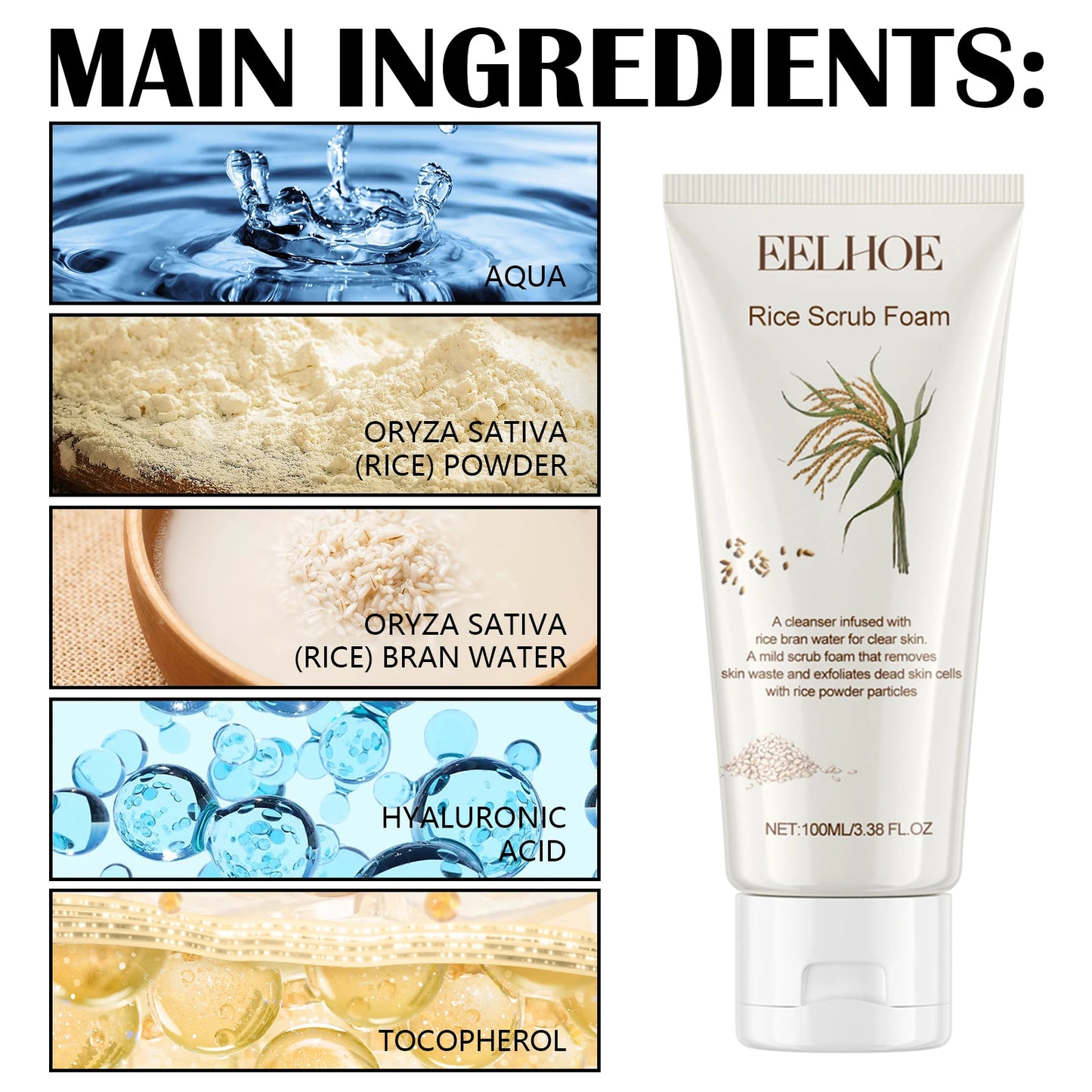 EELHOE Rice Scrub Foam Cleanser