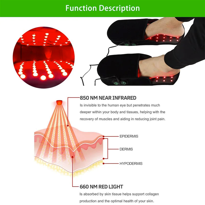 Red LED Therapy Massage Slippers