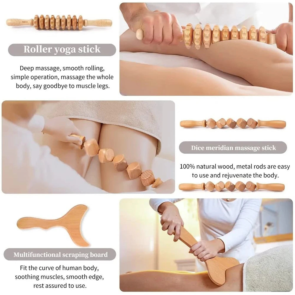 Natural Wood Lymphatic Drainage Massage Tools