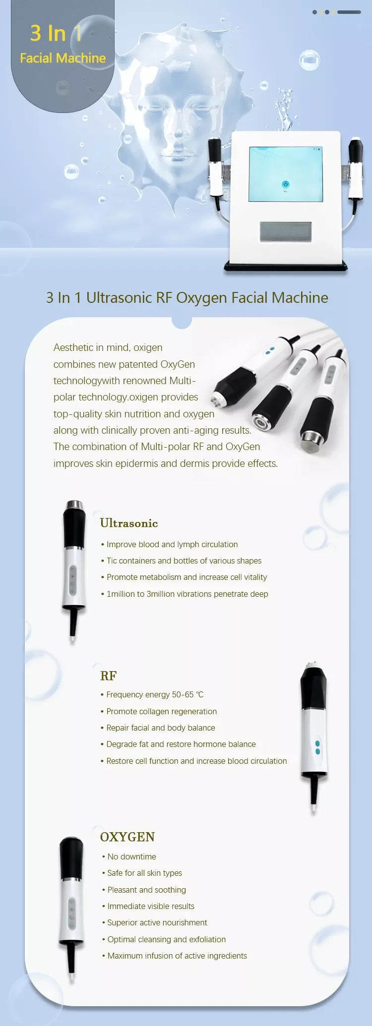 3-in-1 CO2 Oxygen Bubble Facial Machine