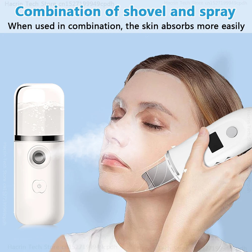 Ultrasonic Skin Scrubber with Nano Sprayer