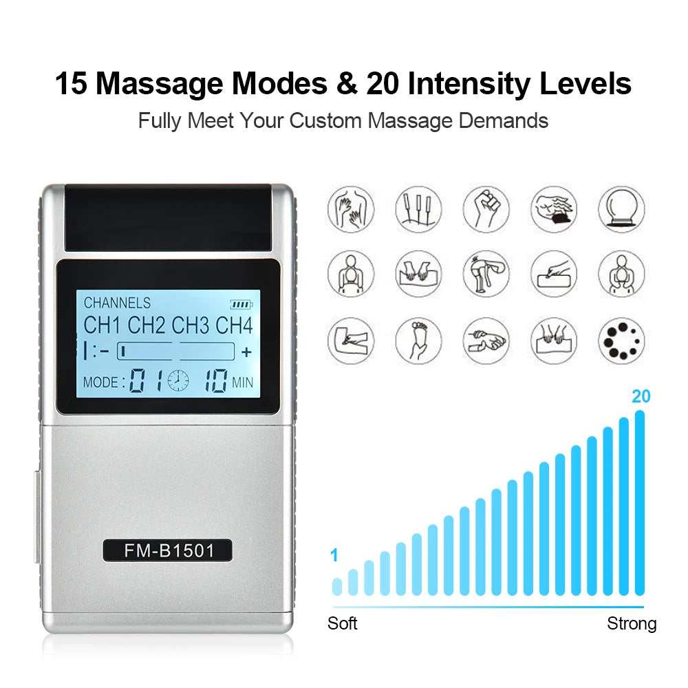 Digital 15-Mode TENS EMS Muscle Massager