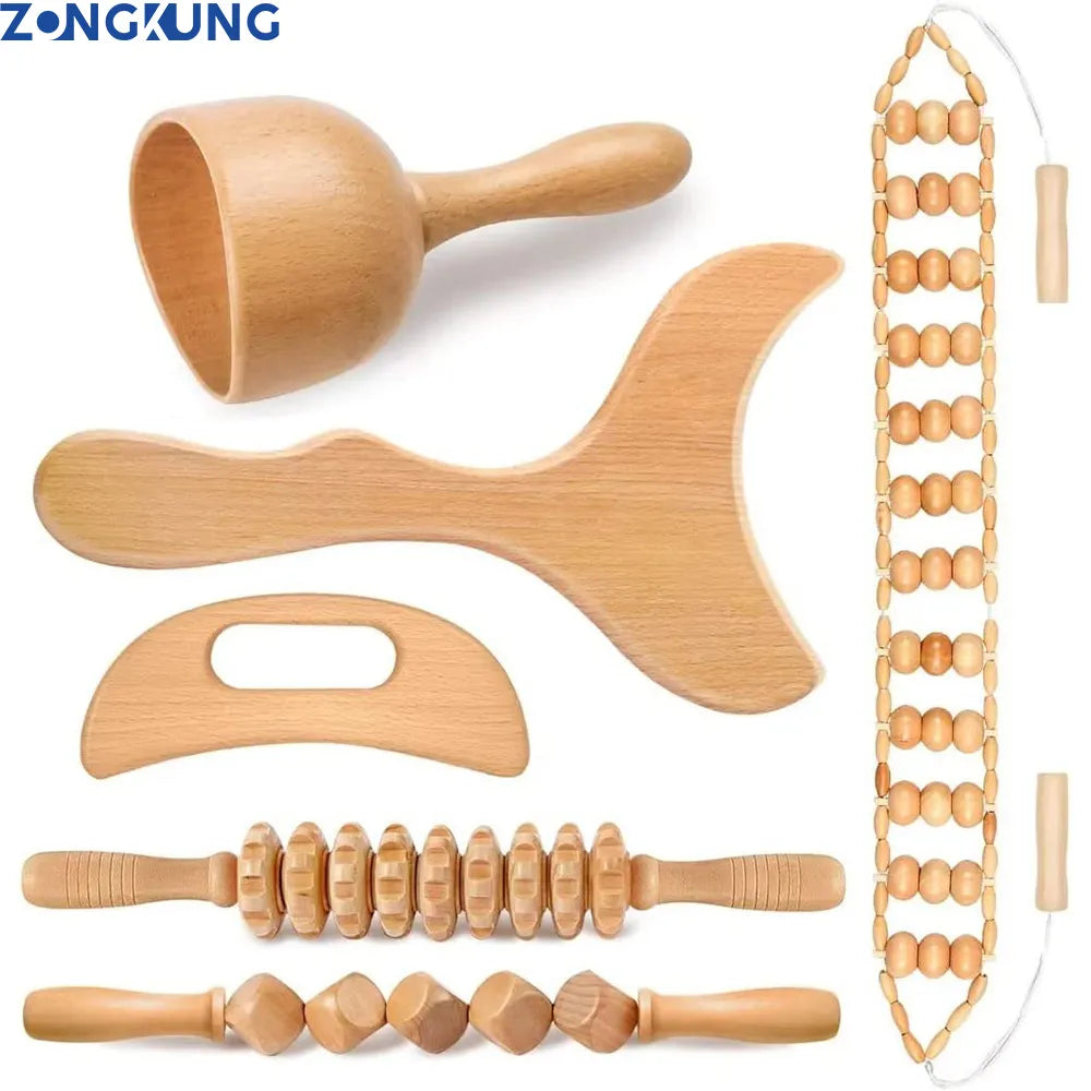 Natural Wood Lymphatic Drainage Massage Tools