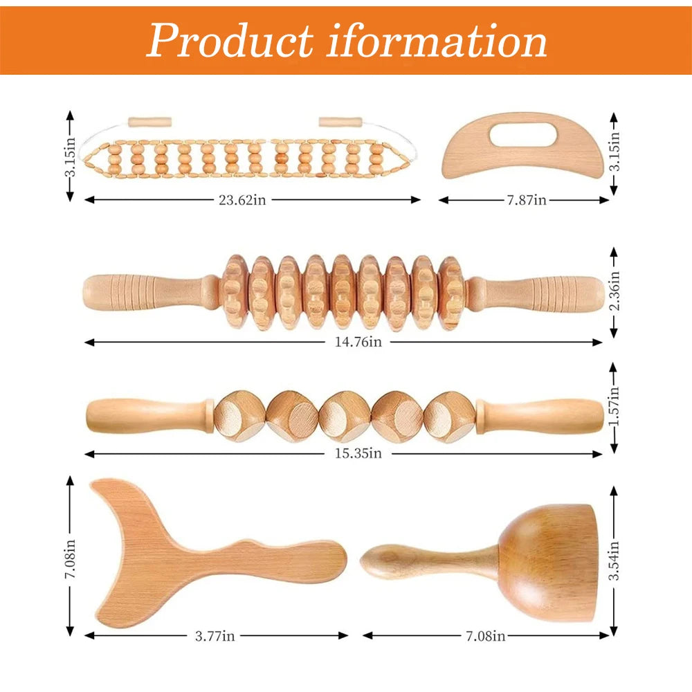 Natural Wood Lymphatic Drainage Massage Tools