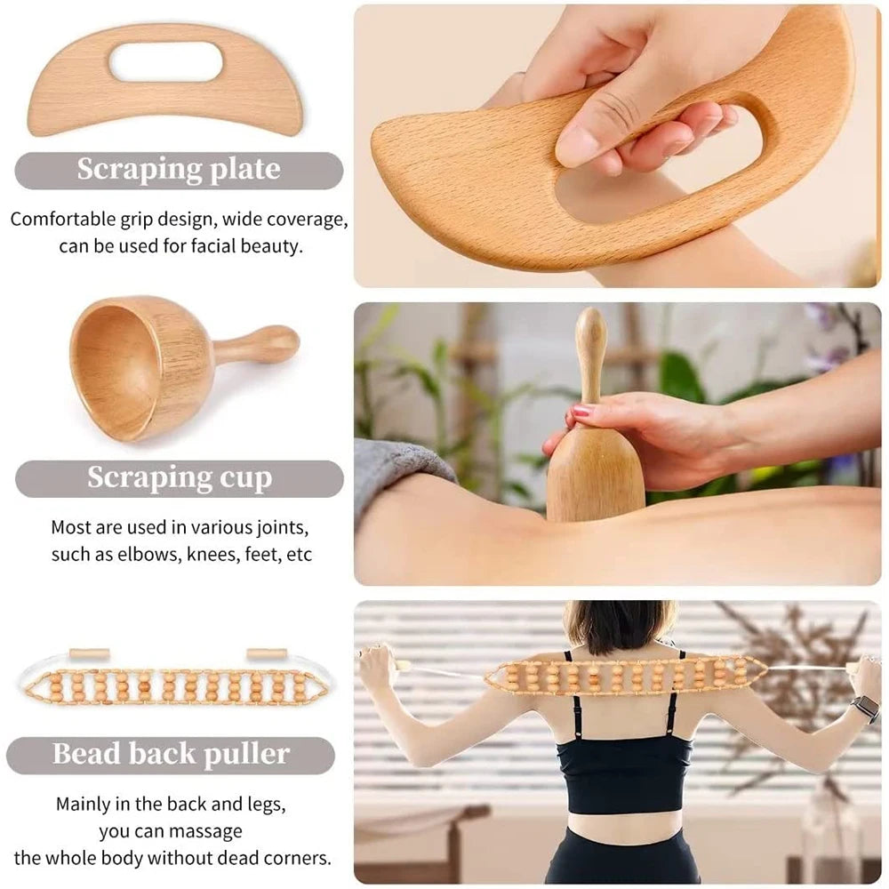 Natural Wood Lymphatic Drainage Massage Tools