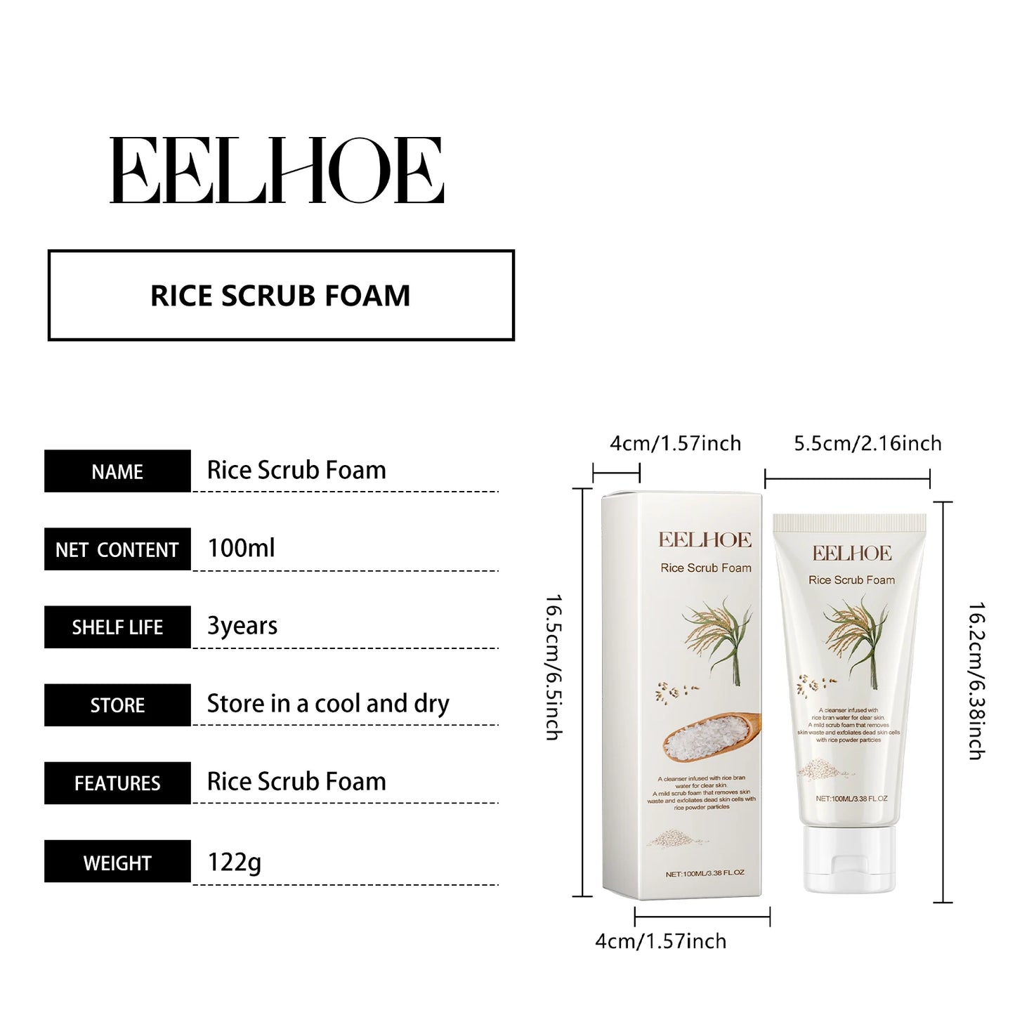 EELHOE Rice Scrub Foam Cleanser